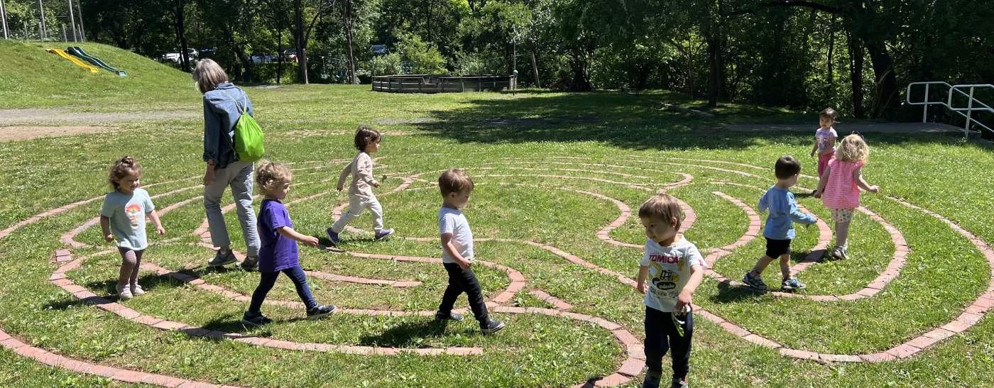 Students walk the labryinth.